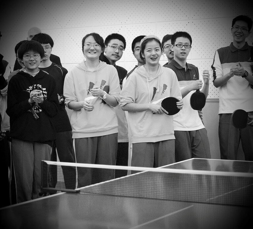 Chinese children enjoying table tennis training
