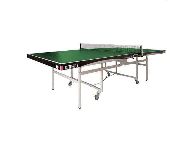 Compact green ping pong table for tournaments and home use