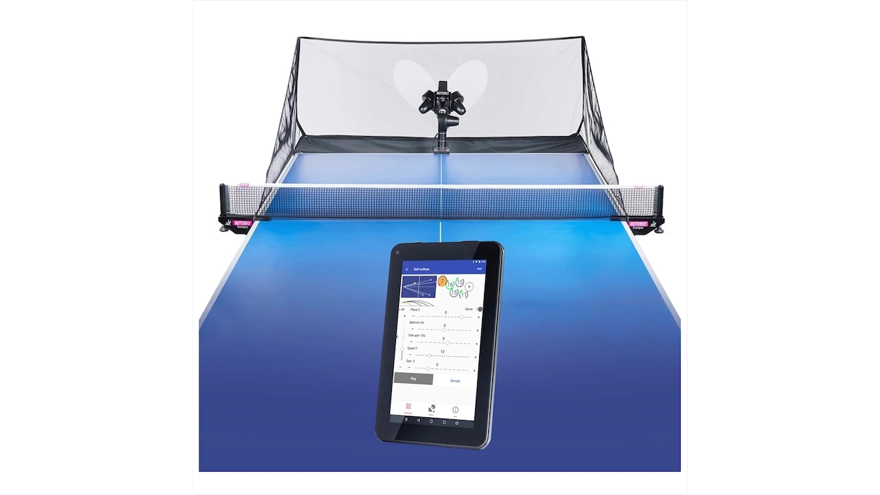 Image of Butterfly Amicus Prime Table Tennis Robot with accessories