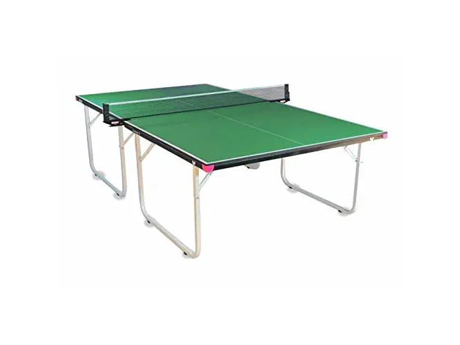Compact green ping pong table with included net set